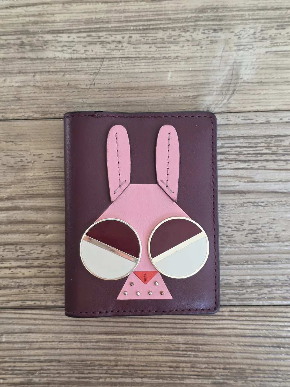 Kate Spade New York Spademals Money Bunny Bifold Card Case Cherrywood